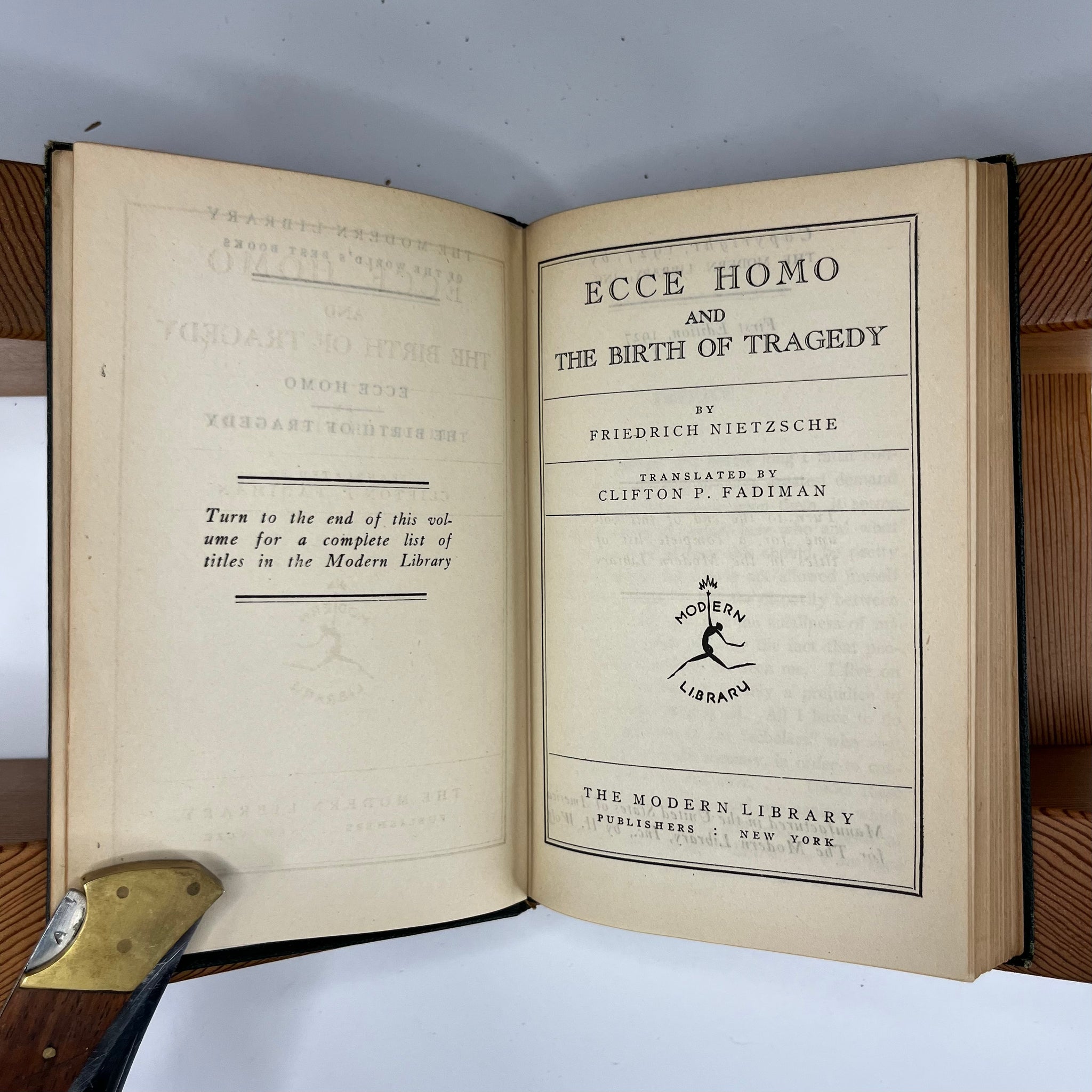 1927 Ecce Homo and The Birth of Tragedy By Fredrich Nietzsche 1stED Modern Library