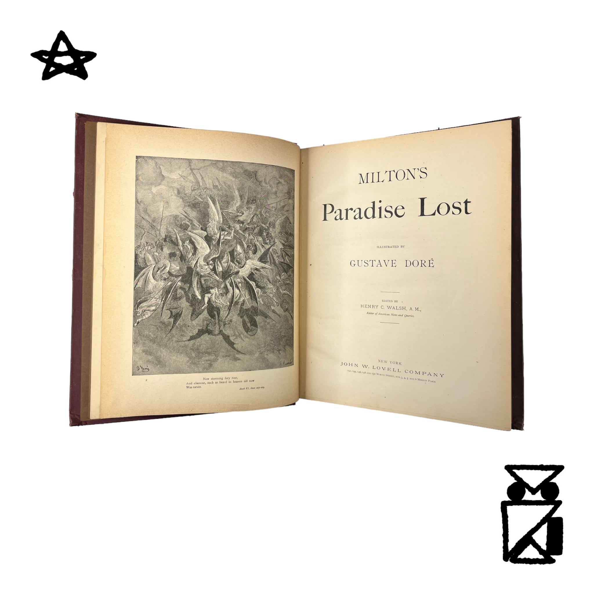 1889 Milton's Paradise Lost Illustrated by Gustave Doré John W. Lovell Company Binding