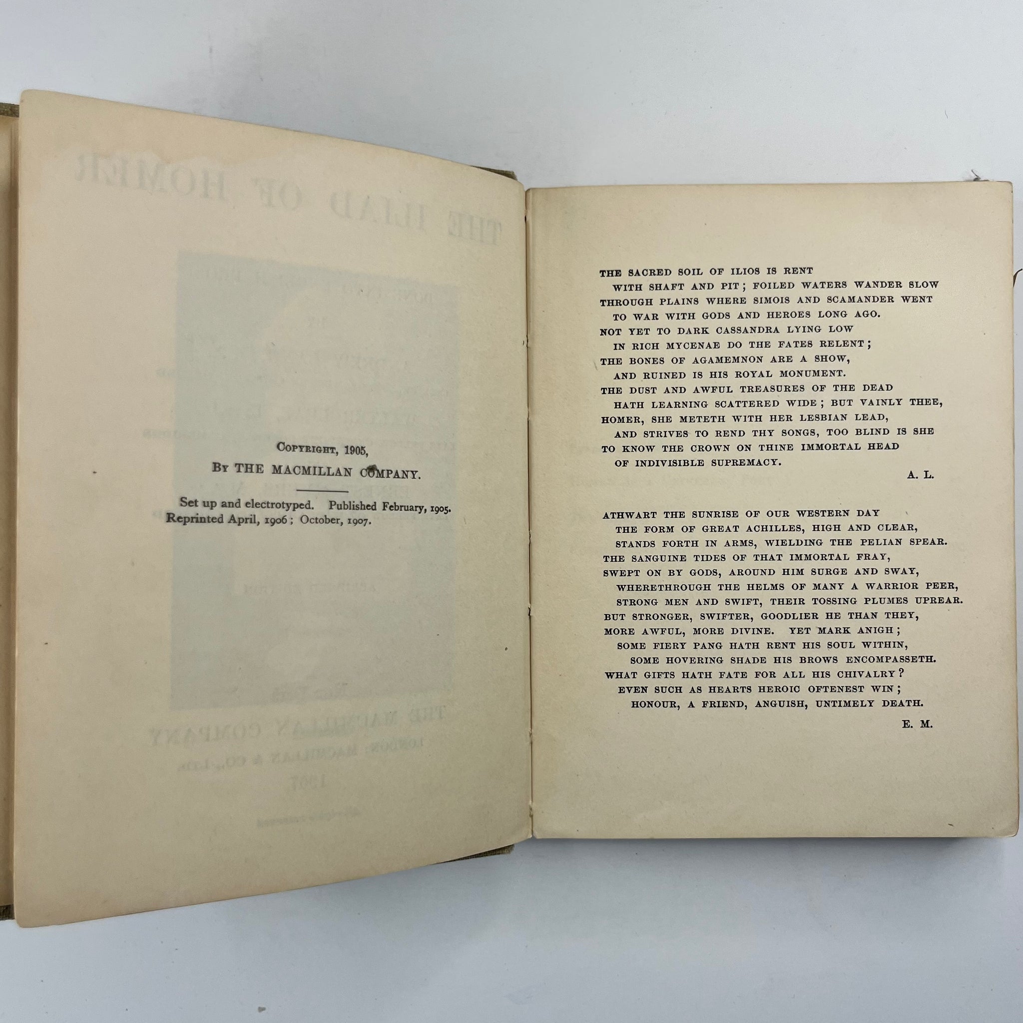 1907 Homer's Iliad Macmillan's Pocket Classics