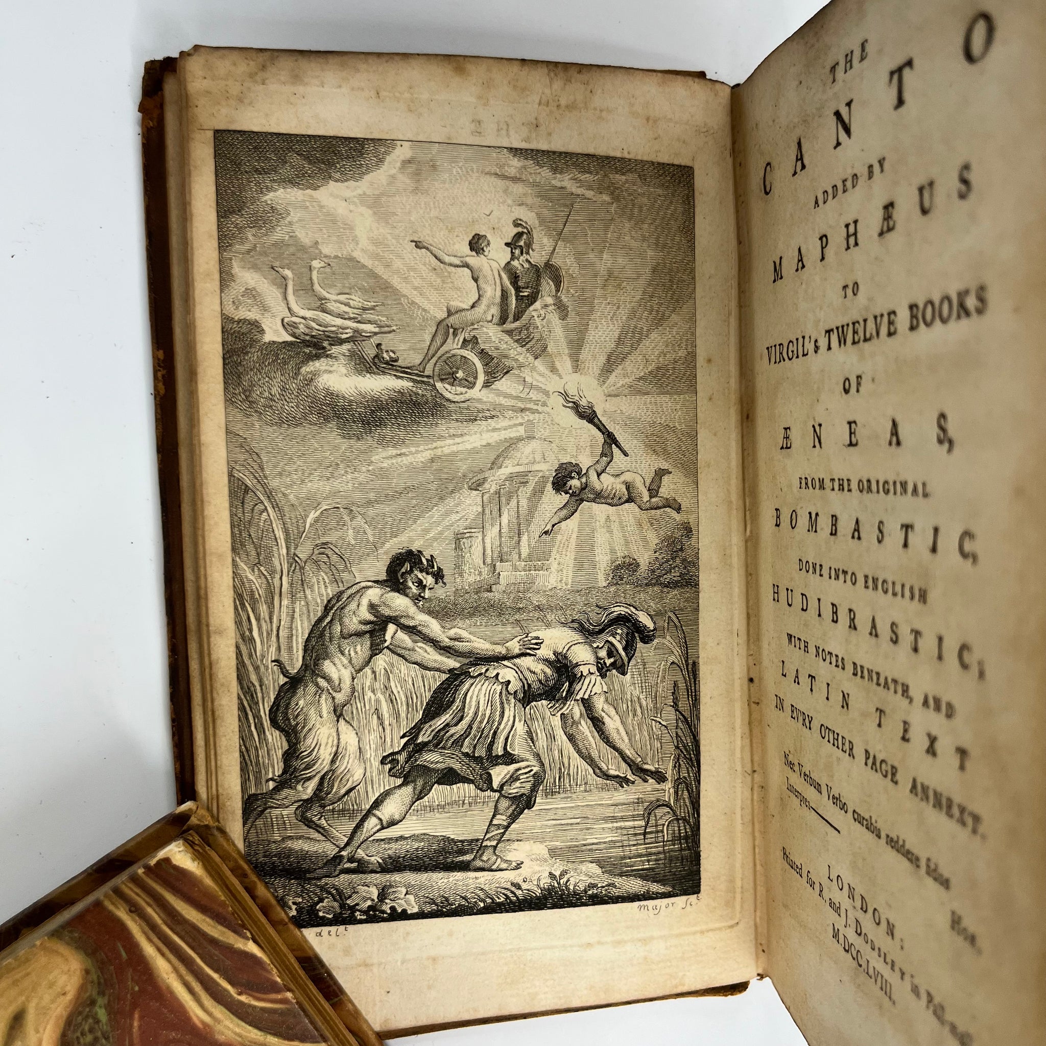 1758 The Canto Added by Maphæus to Virgil's 12 books of Æneas from the orginal Bombastic, Done in to English Hudibrastic with notes beneath and Latin text in every other page annext